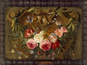 Decorative Still-Life Composition with a Garland of Flowers